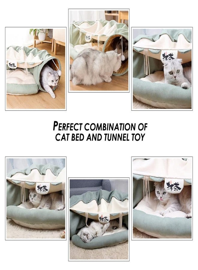 EAEDMY Cat Rabbit Tunnel Bed Nest for Cats Indoor, with Collapsible Washable Soft Cushion, Plush Ball and Exercise Wheel Tube, Fit for Puppy Bunny Kitty Kitten Ferret - Image 4